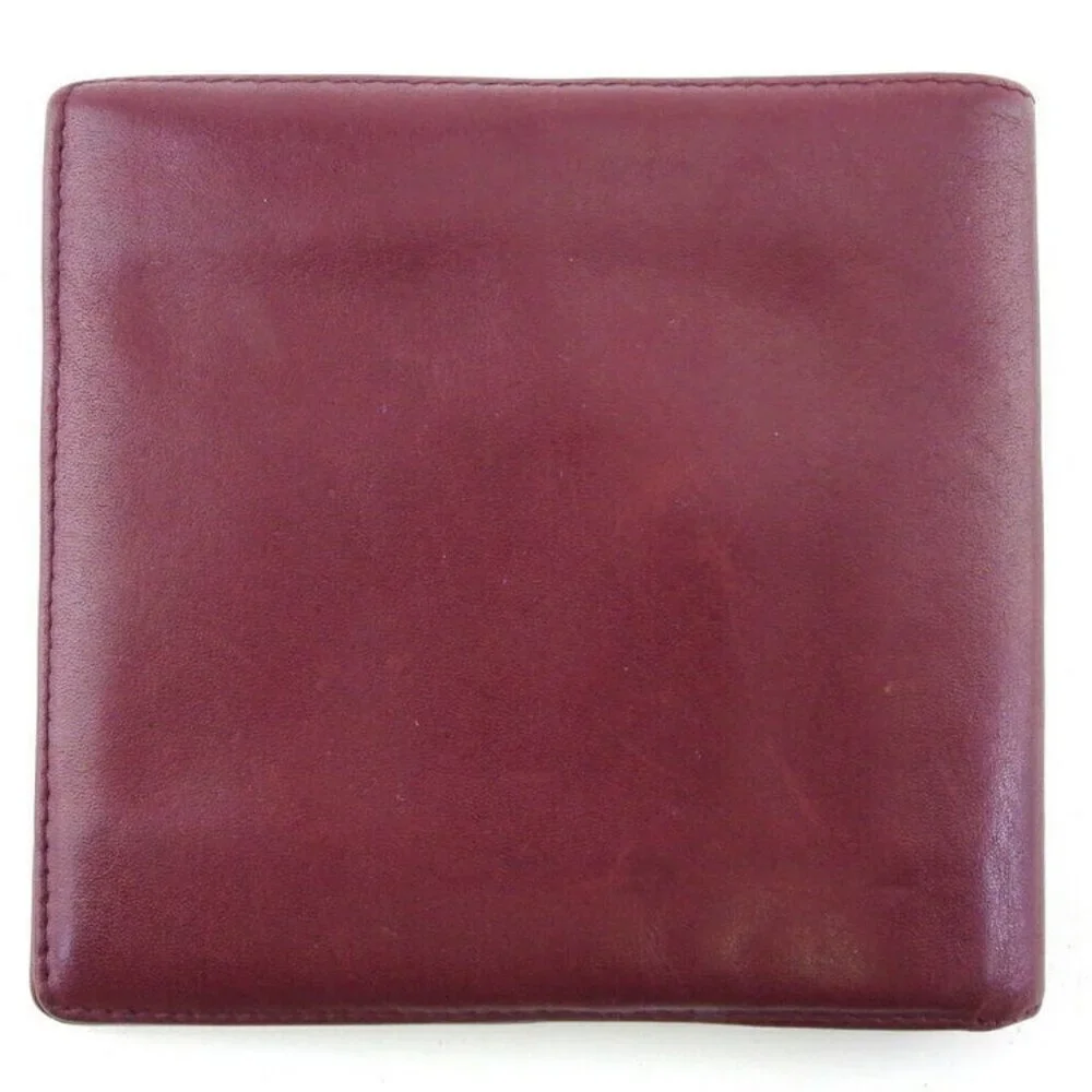 DIOR Two-folded wallet logo Bordeaux leather AUTH USED T20195